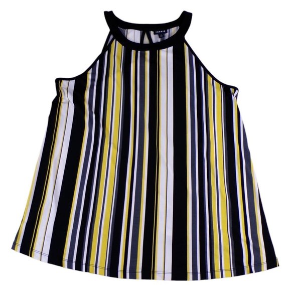 TORRID Blouse Stretch Halter Sleeveless Yellow Black White Sz 0/12/L #443 - Picture 3 of 7